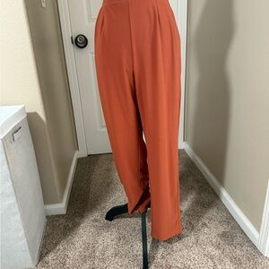 Leith Rust Wide-Leg Trousers with Tie Waist